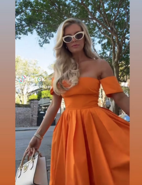 Madison LeCroy's Orange Off The Shoulder Dress
